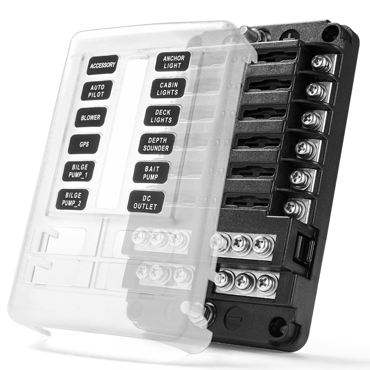 Linkaux 12 Way Blade Fuse Block Fuse Box Holder LED Warning Indicator For Truck Motorhome Boat Bus