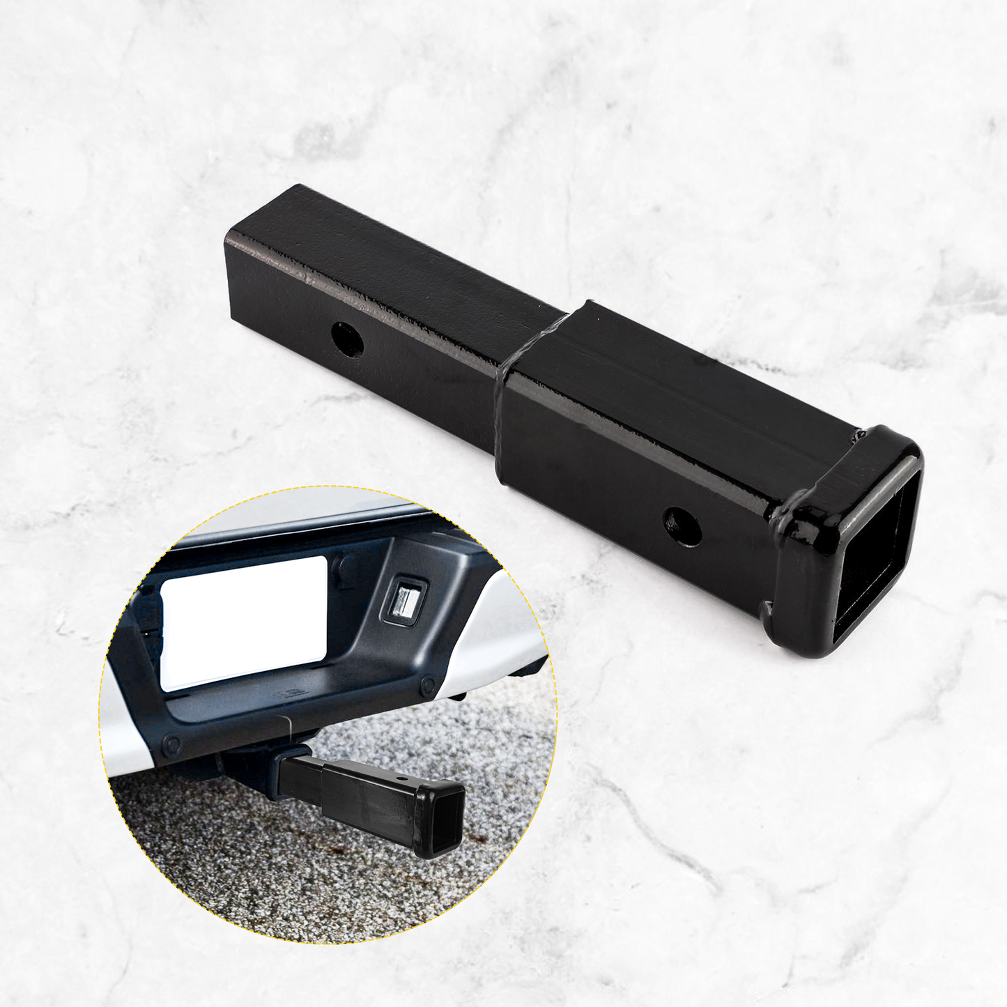 VALUEDEBUT 7" Distance between holes Black trailer tube square mouth sleeve extension rod trailer connector Trailer hitches for vehicles
