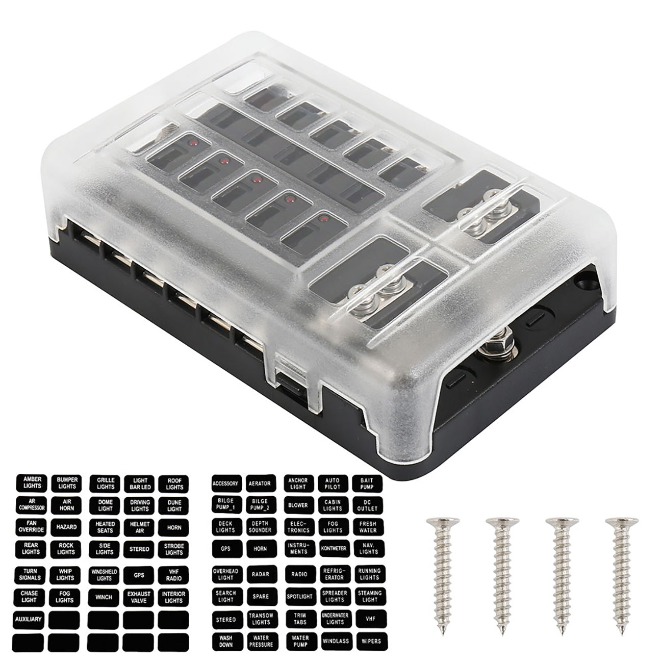 Linkaux 12 Way Blade Fuse Block Fuse Box Holder LED Warning Indicator For Truck Motorhome Boat Bus