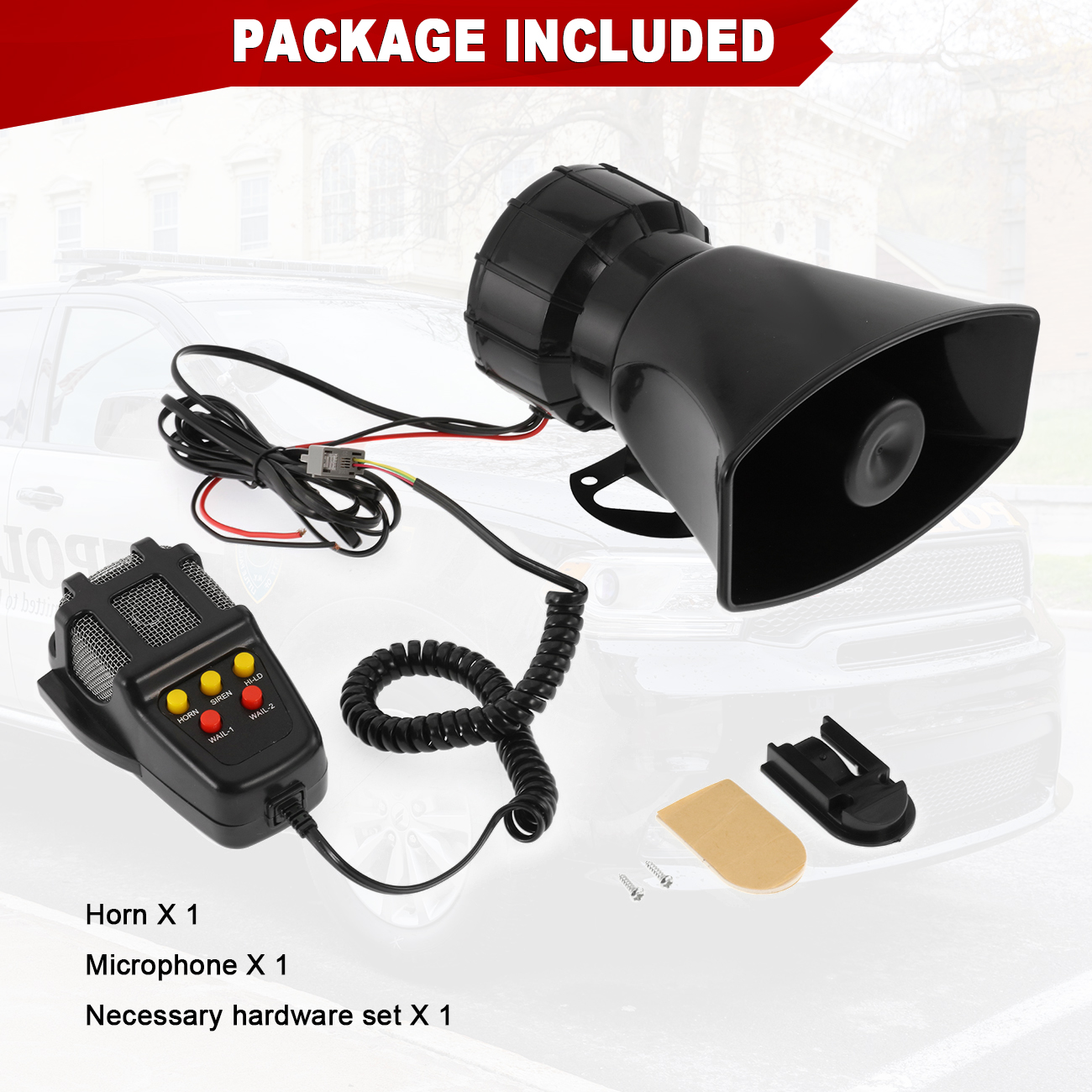 VALUEDEBUT For 100W 12V 5 Sound Loud Car Alarm Fire Horn Siren PA Speaker MIC System Horns for vehicles