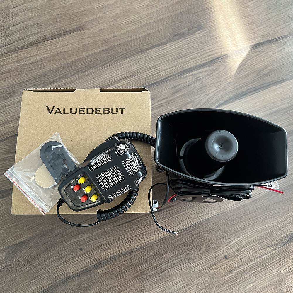 VALUEDEBUT For 100W 12V 5 Sound Loud Car Alarm Fire Horn Siren PA Speaker MIC System Horns for vehicles