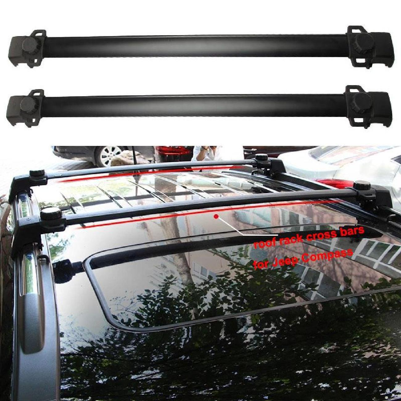VALUEDEBUT 1 Pair Universal Black Aluminum Alloy Roof Rack Crossbars For 2011-2016 JEEP Compass Luggage carriers for vehicles