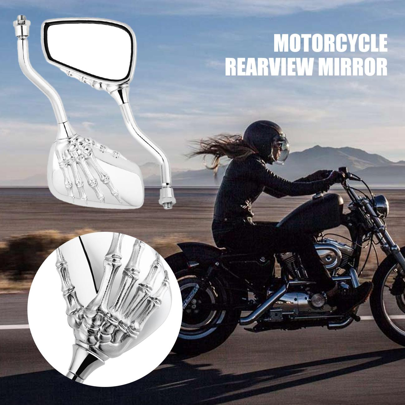 VALUEDEBUT Chrome Skull Rearview Mirrors For Suzuki Boulevard M109R M50 M90 M95 C109R C50
