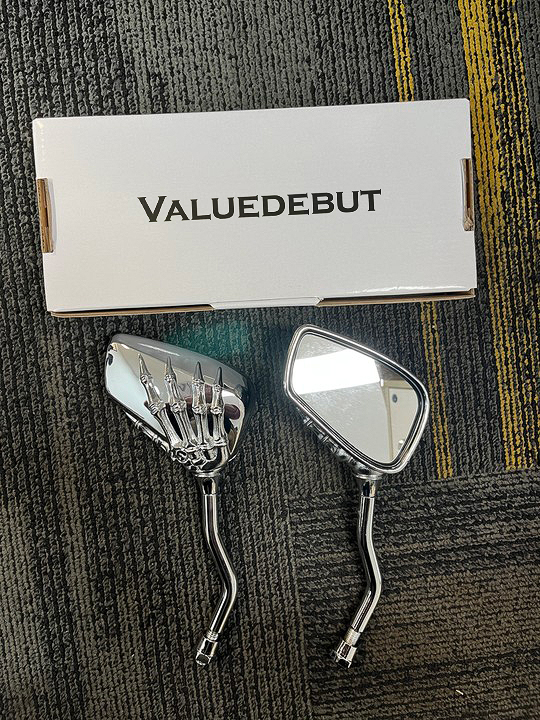 VALUEDEBUT Chrome Skull Rearview Mirrors For Suzuki Boulevard M109R M50 M90 M95 C109R C50