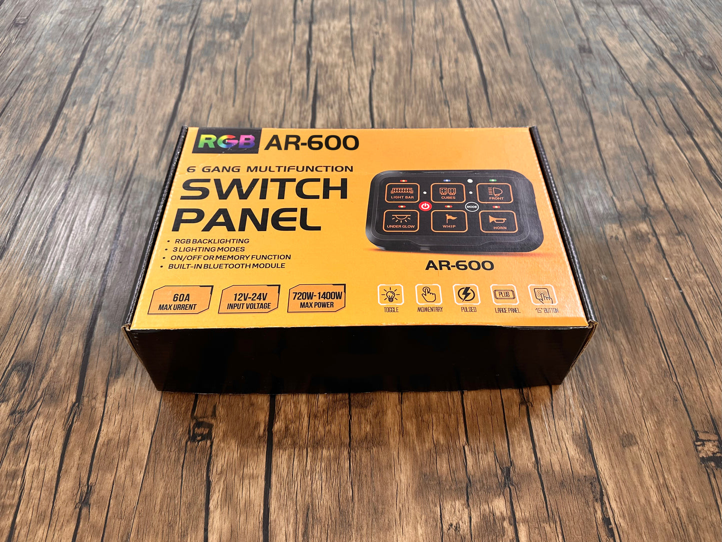 AR-600 LED RGB Switch Panel Bluetooth for Car Truck SUV UTV ATV, Auxiliary Switch Panel