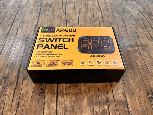 AR-600 LED RGB Switch Panel Bluetooth for Car Truck SUV UTV ATV, Auxiliary Switch Panel