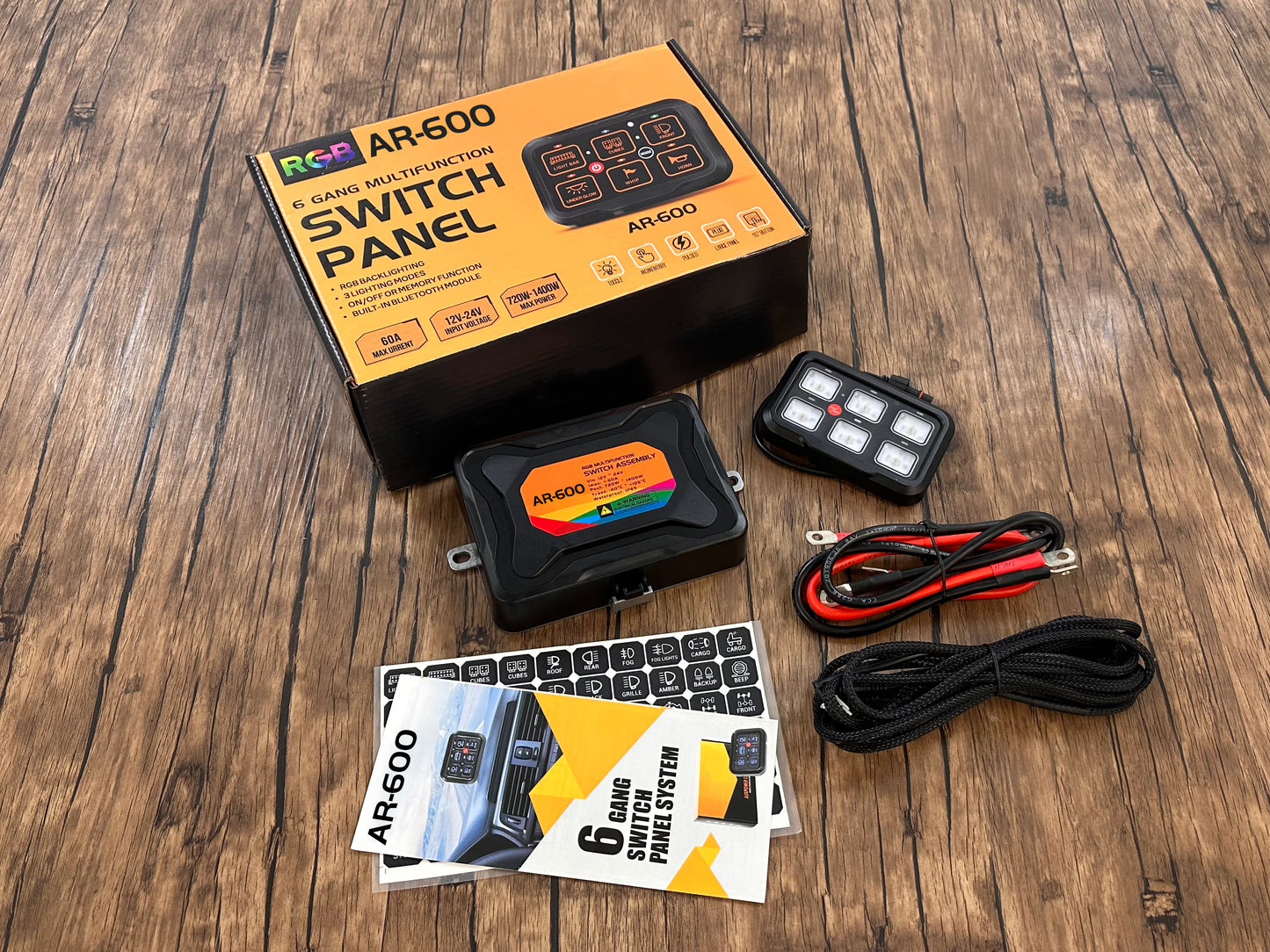 AR-600 LED RGB Switch Panel Bluetooth for Car Truck SUV UTV ATV, Auxiliary Switch Panel