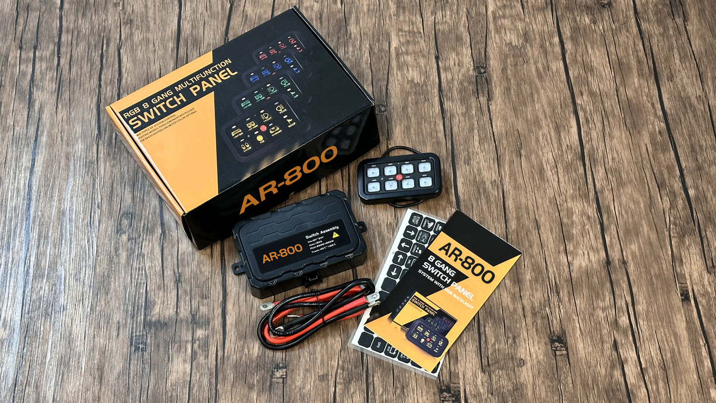 AR-800 RGB LED Switch Panel for Car Truck SUV UTV ATV, Multifunction Auxiliary Switch Panel DC 12V 24V Waterproof