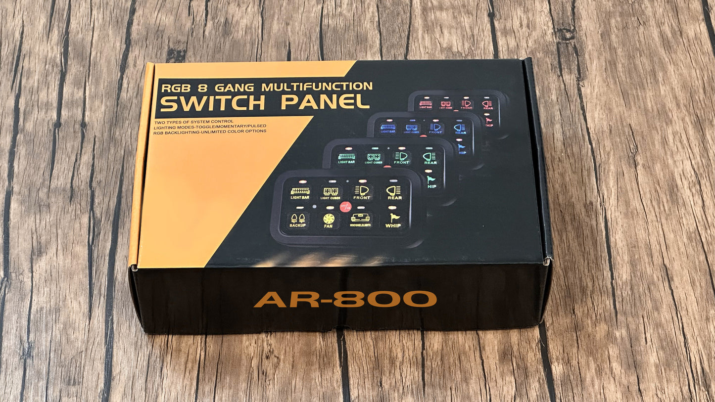 AR-800 RGB LED Switch Panel for Car Truck SUV UTV ATV, Multifunction Auxiliary Switch Panel DC 12V 24V Waterproof