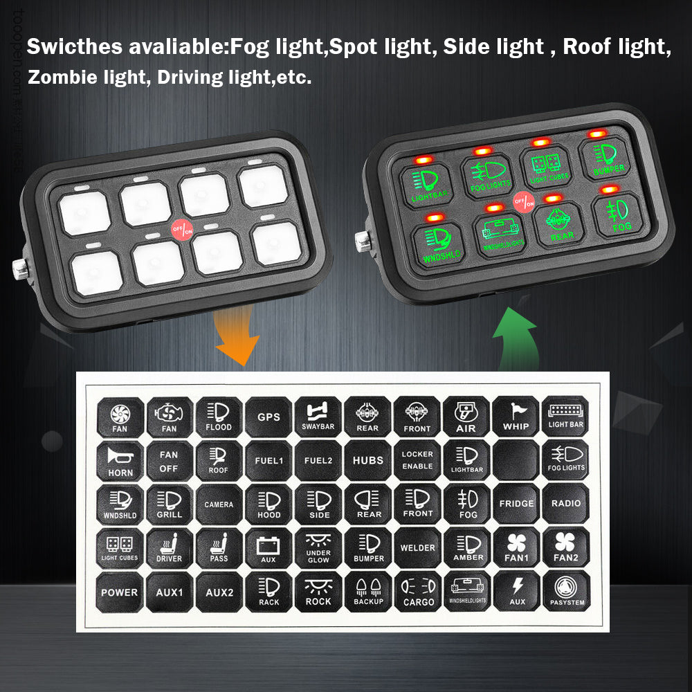 Linkaux 8 Gang Switch Panel Automatic Dimmable LED Touch Control Panel Box Electronic Relay System for Boat Marine