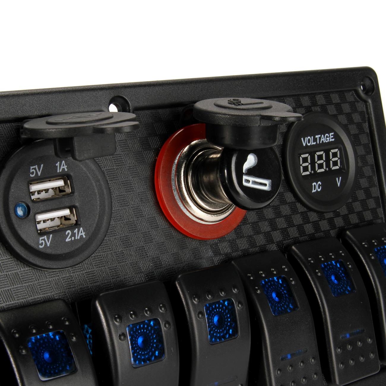 Linkaux 8 Gang Waterproof Marine Switch Panel, Rocker Switch ARB