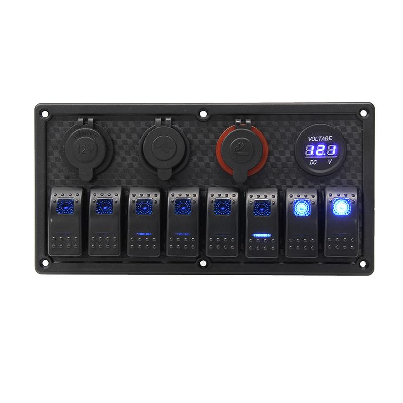 Linkaux 8 Gang Waterproof Marine Switch Panel, Rocker Switch ARB