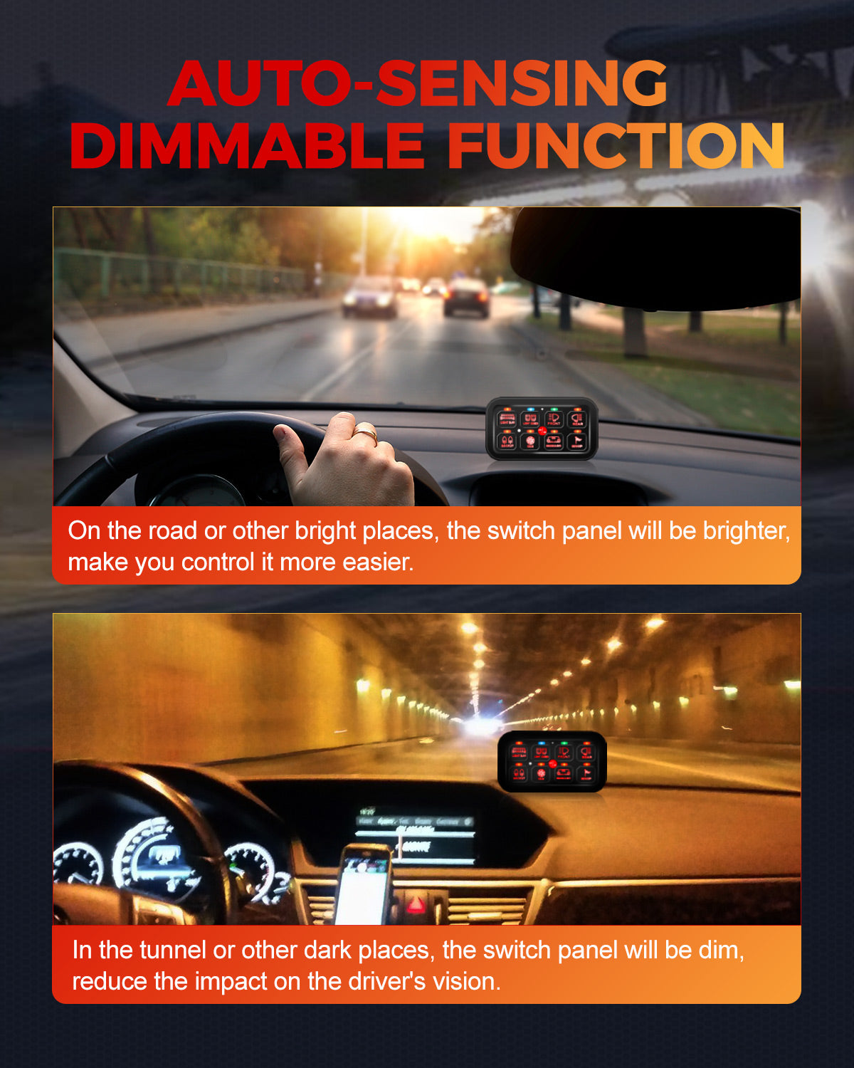 Maxswitch LED Switch Panel for Car Truck SUV UTV ATV Boat, Multifunction Auxiliary Switch Panel 12V 24V Waterproof
