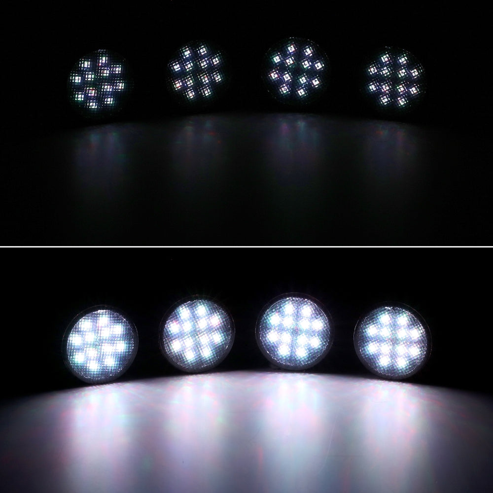 AUXBEAM 4Pcs/set Smoke Lens Shell RGBW APP+RF Remote Lights Wrangle LED Grille Lights Wiring Harness With Bracket&Tool for Wrangle JK 2007-2017